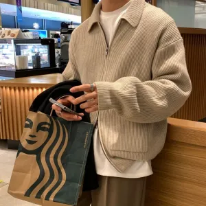 [Korean Style] 2 Colors Wool Zipper Cardigans