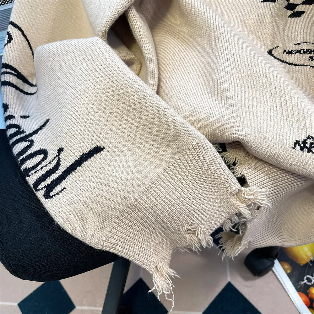 Korean Style Monogrammed Printed Sweater