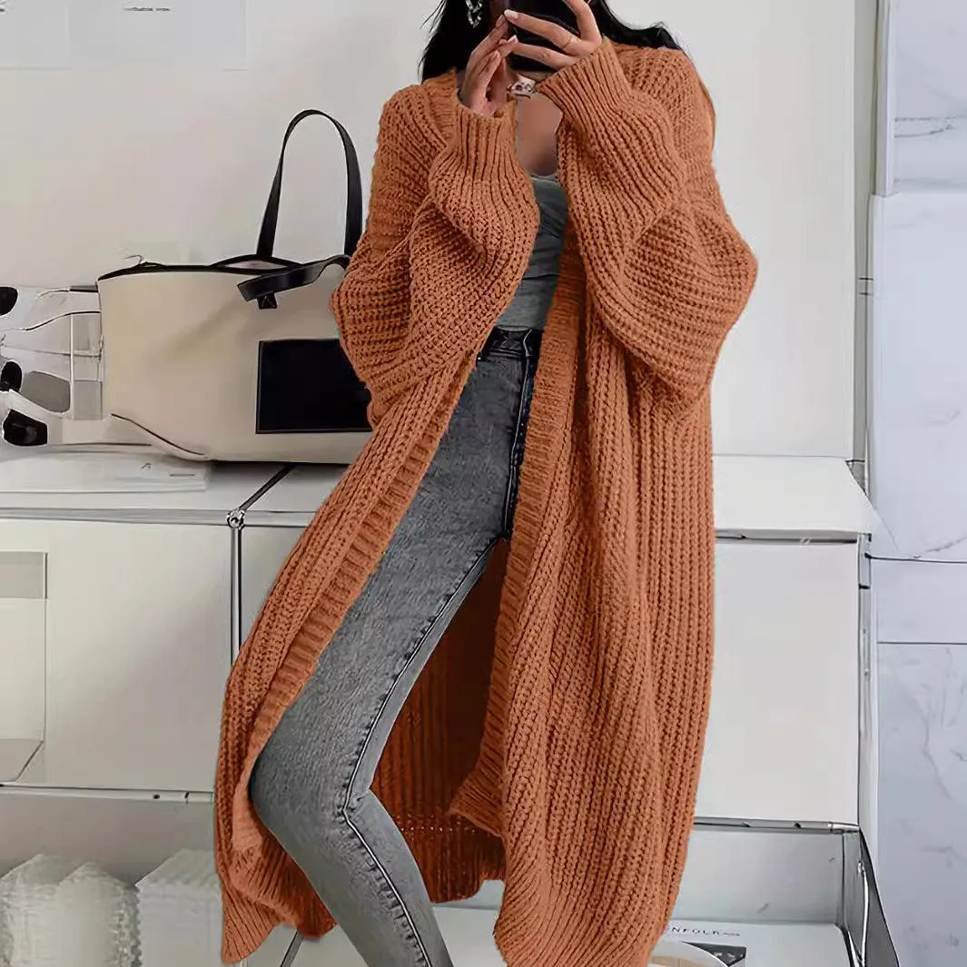 Ladies Solid Color Open Front Knit Cardigan SKT4665