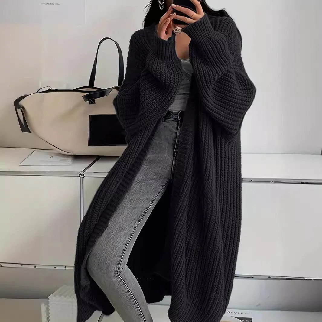 Ladies Solid Color Open Front Knit Cardigan SKT4665