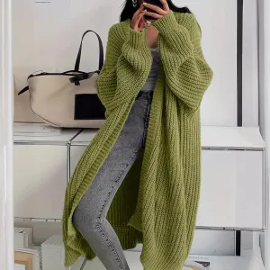 Ladies Solid Color Open Front Knit Cardigan SKT4665