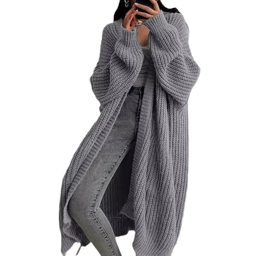 Ladies Solid Color Open Front Knit Cardigan SKT4665
