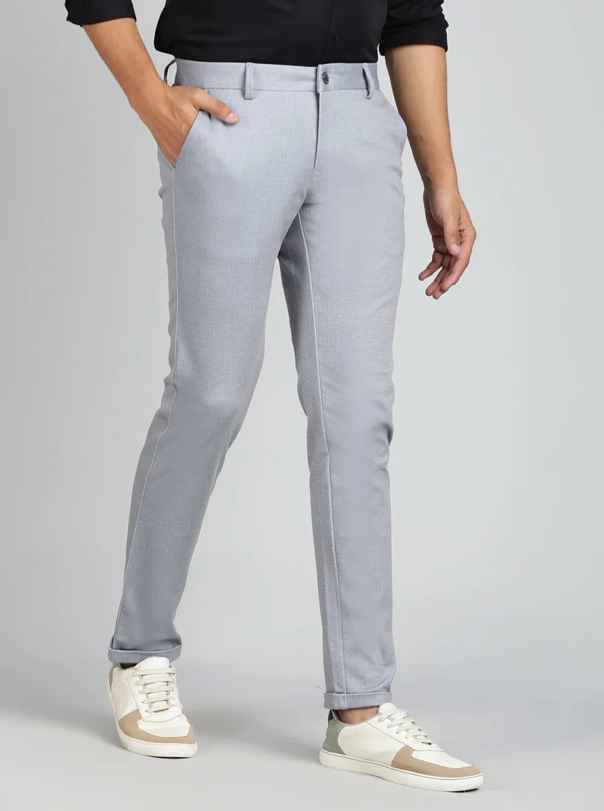 Light Blue Printed Venice Fit Casual Trouser | JadeBlue