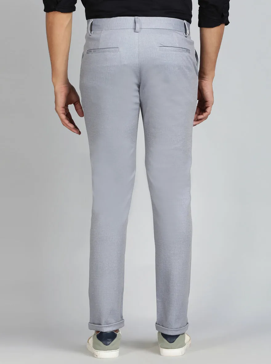 Light Blue Printed Venice Fit Casual Trouser | JadeBlue