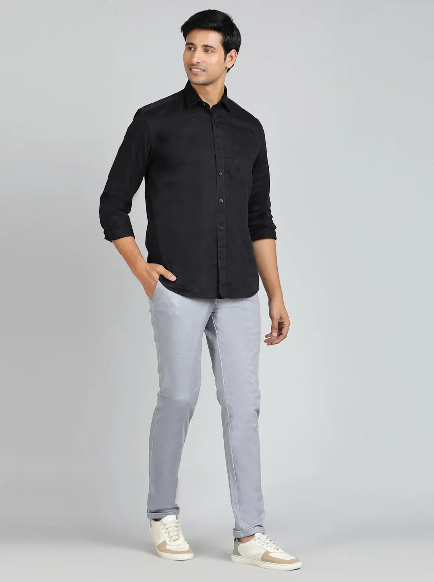 Light Blue Printed Venice Fit Casual Trouser | JadeBlue