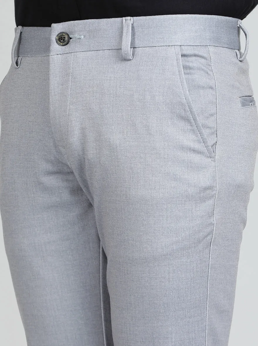 Light Blue Printed Venice Fit Casual Trouser | JadeBlue