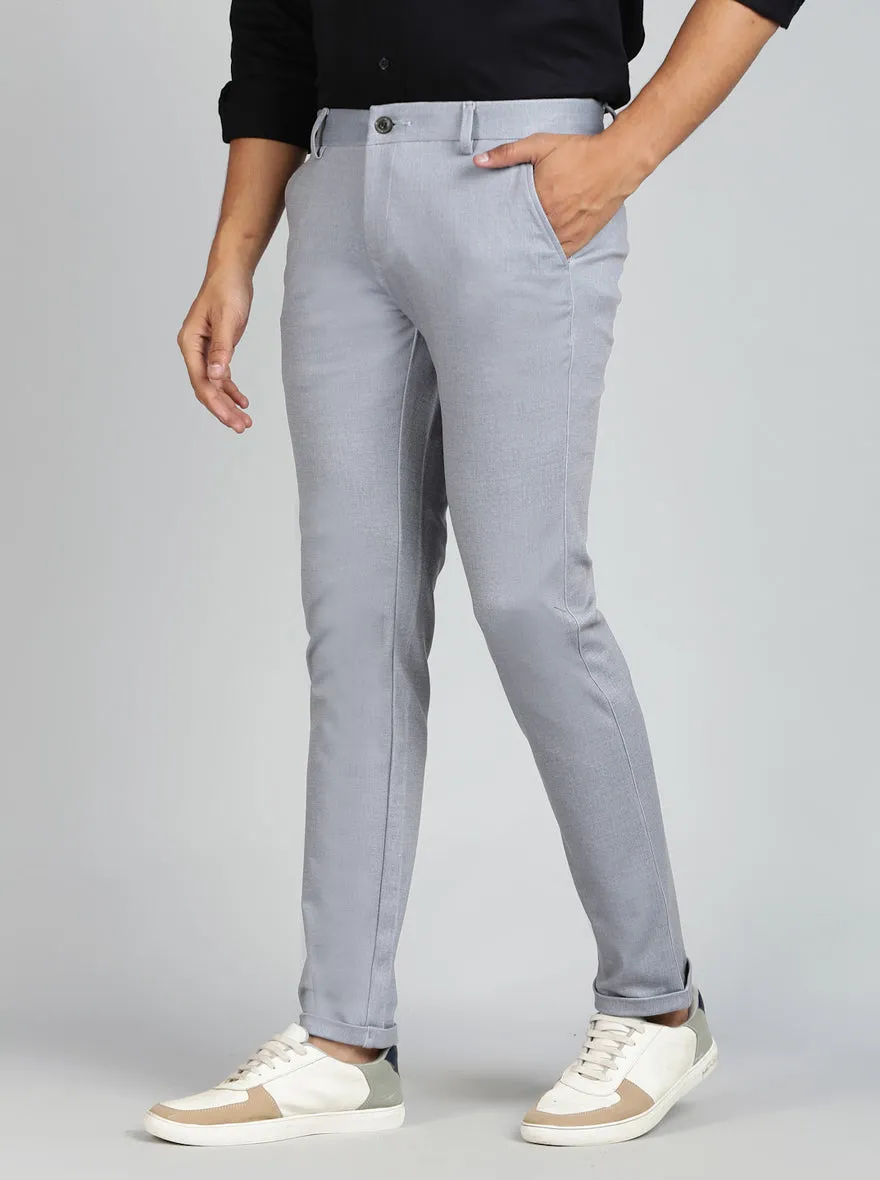 Light Blue Printed Venice Fit Casual Trouser | JadeBlue