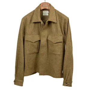 London 68' jacket in olive and brown houndstooth wool