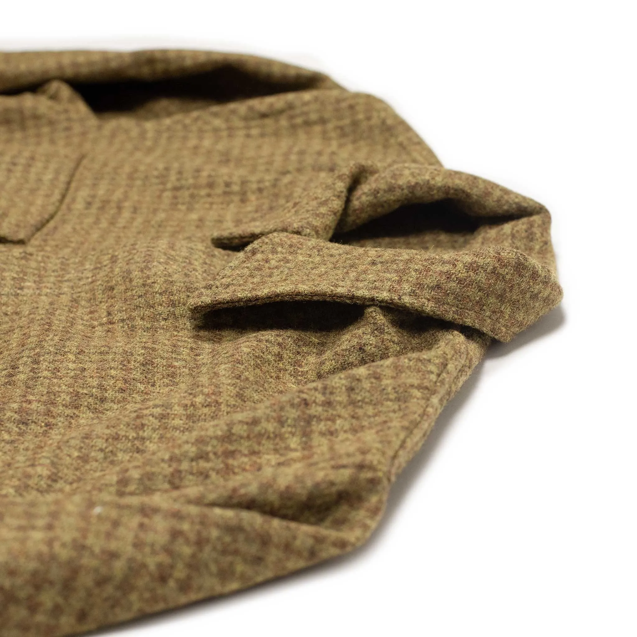 London 68' jacket in olive and brown houndstooth wool