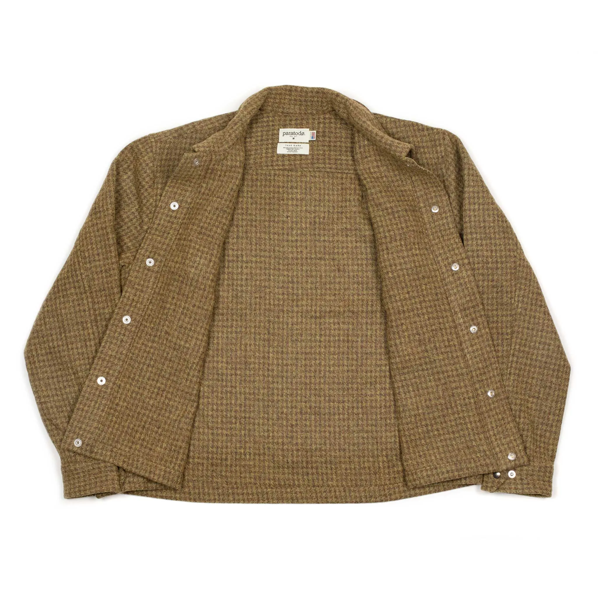 London 68' jacket in olive and brown houndstooth wool