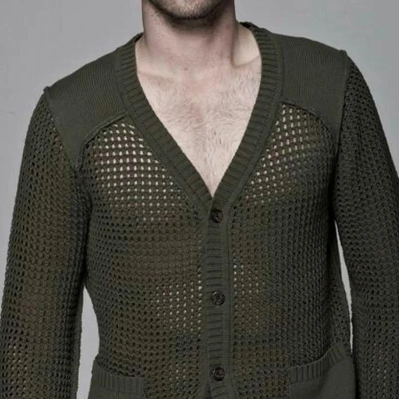 Men's Casual Fashionable Slim Fit V-neck Knitted Cardigan 94532226K
