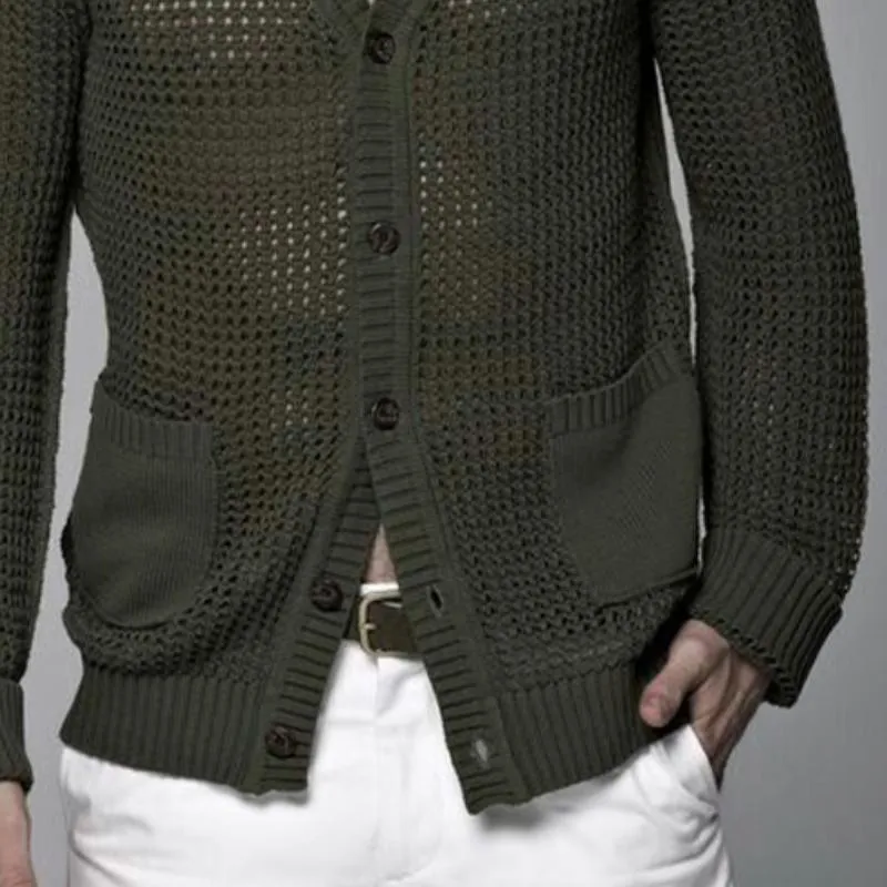 Men's Casual Fashionable Slim Fit V-neck Knitted Cardigan 94532226K