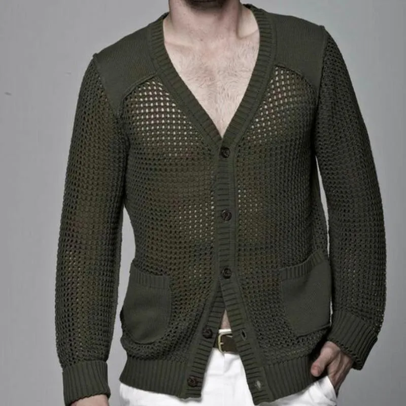 Men's Casual Fashionable Slim Fit V-neck Knitted Cardigan 94532226K