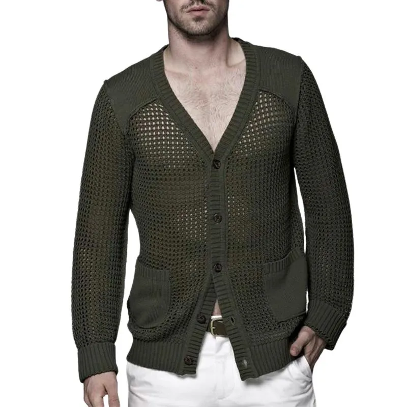 Men's Casual Fashionable Slim Fit V-neck Knitted Cardigan 94532226K