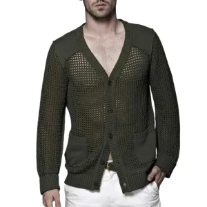 Men's Casual Fashionable Slim Fit V-neck Knitted Cardigan 94532226K