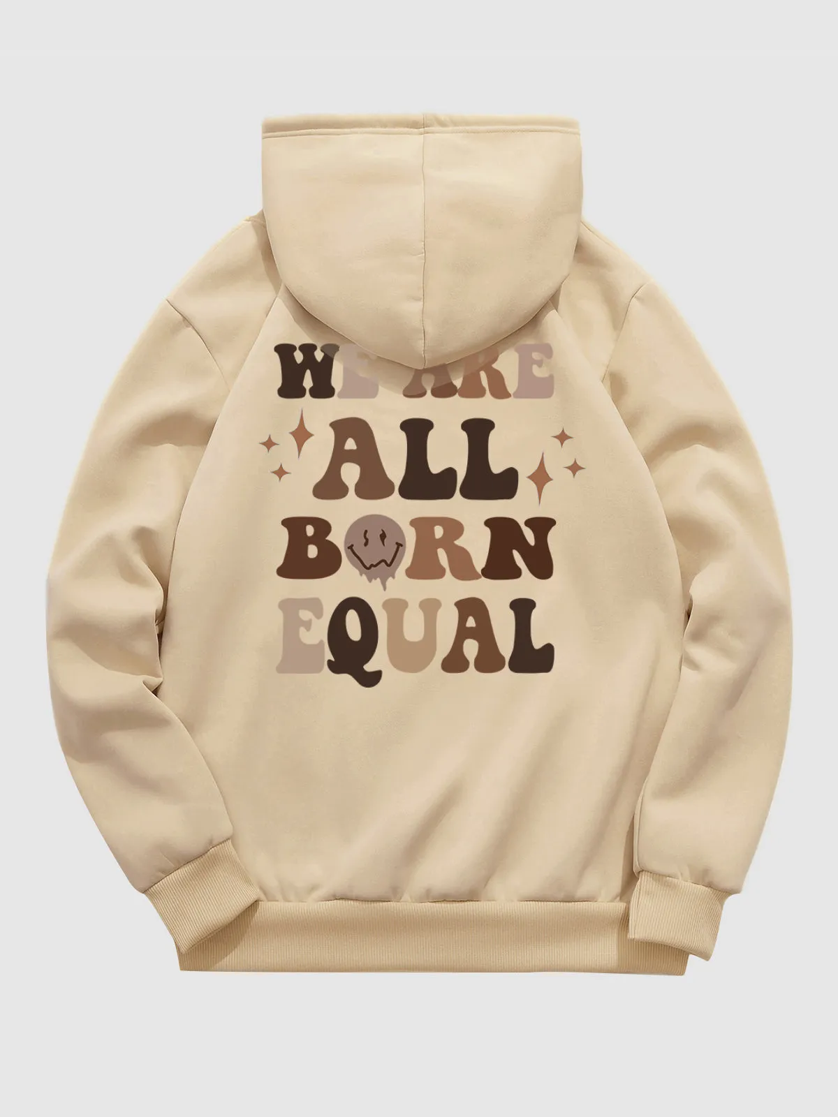 Men's fleece smiley print letter hoodie