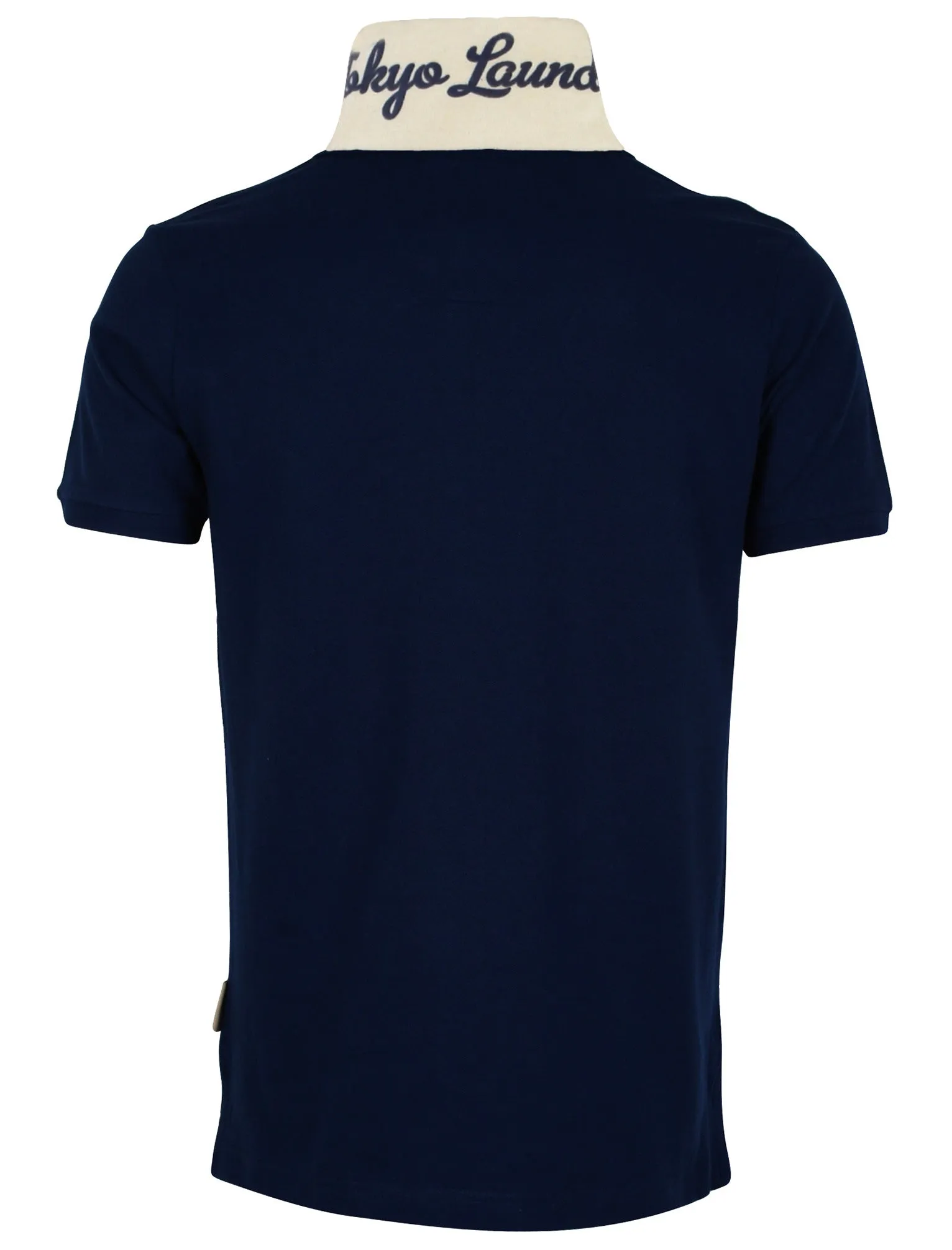 Men's striped undercollar navy polo shirt - Tokyo Laundry