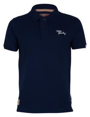 Men's striped undercollar navy polo shirt - Tokyo Laundry