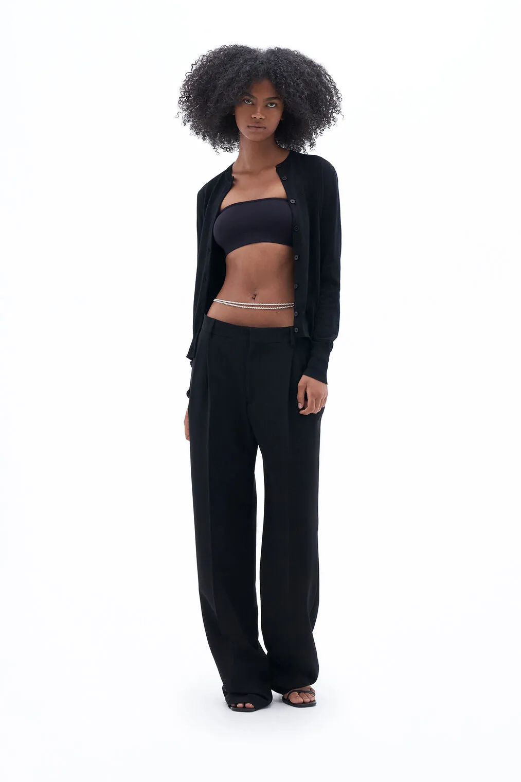 Merino short cardigan in black