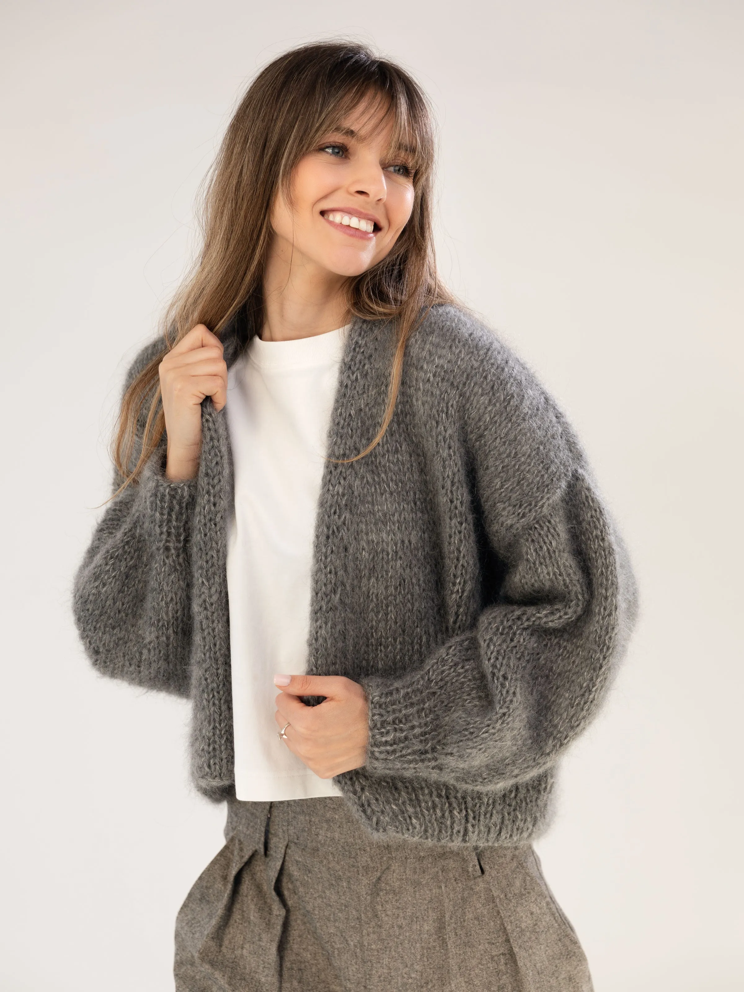 Mohair Silk Grey Melange OEKO-TEX® 100 Cardigan
