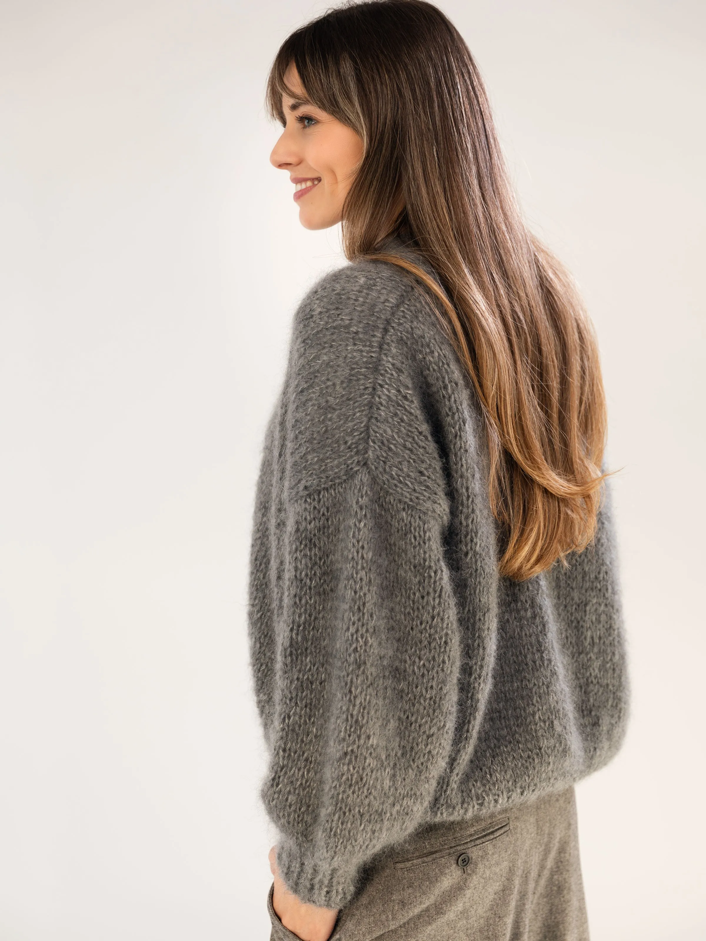 Mohair Silk Grey Melange OEKO-TEX® 100 Cardigan