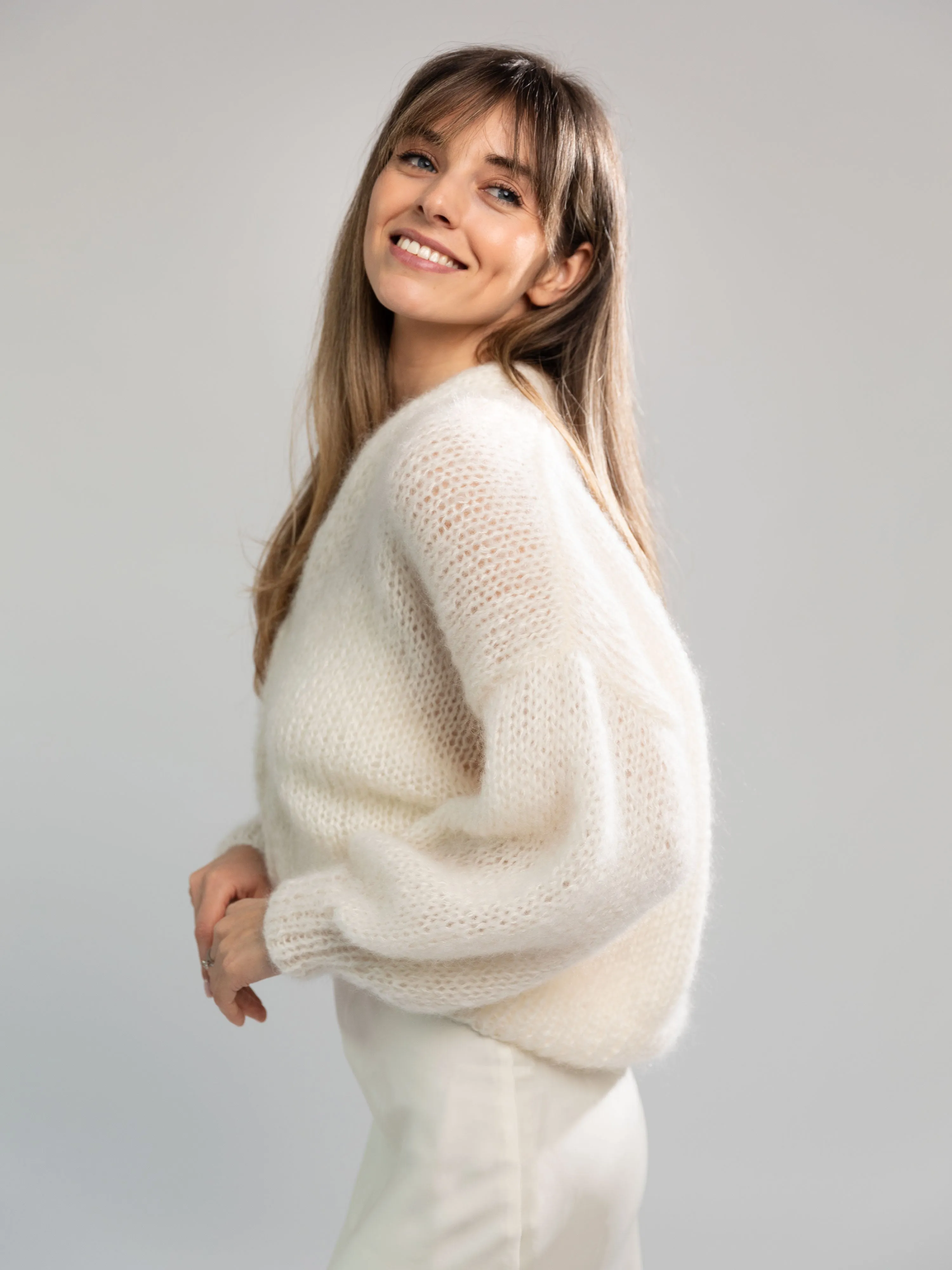 Mohair Silk White OEKO-TEX® 100 Cardigan