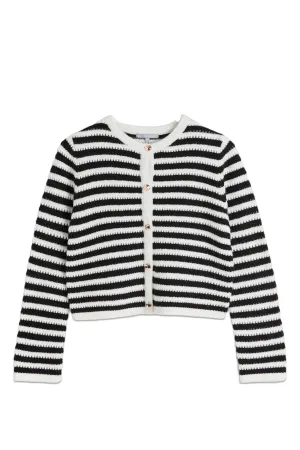 Monochrome Stripe Knitted Cardigan