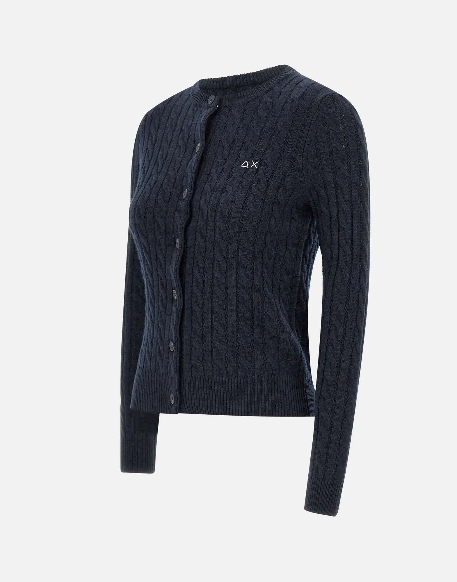 Navy Blue Cable-Knit Cardigan