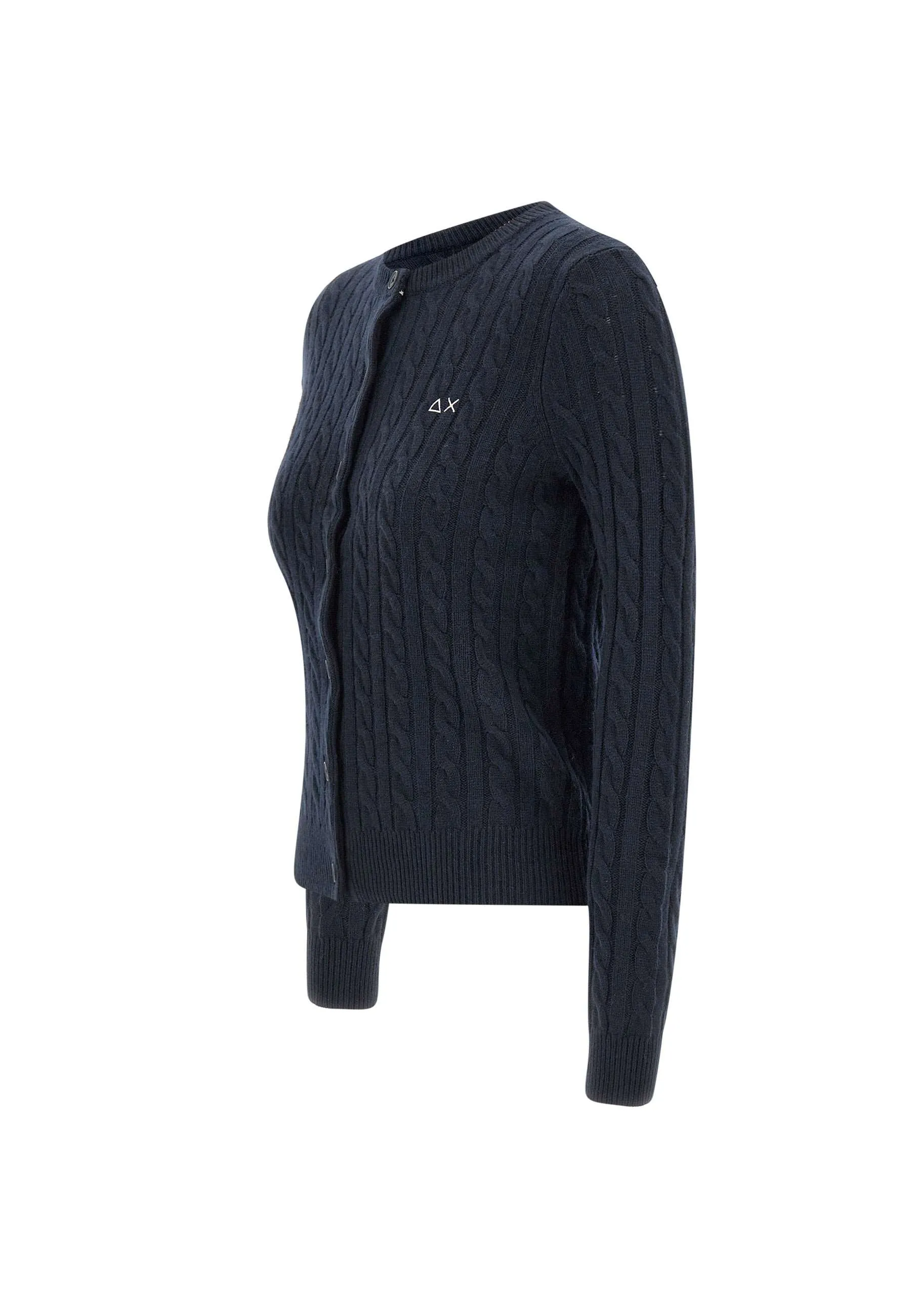Navy Blue Cable-Knit Cardigan