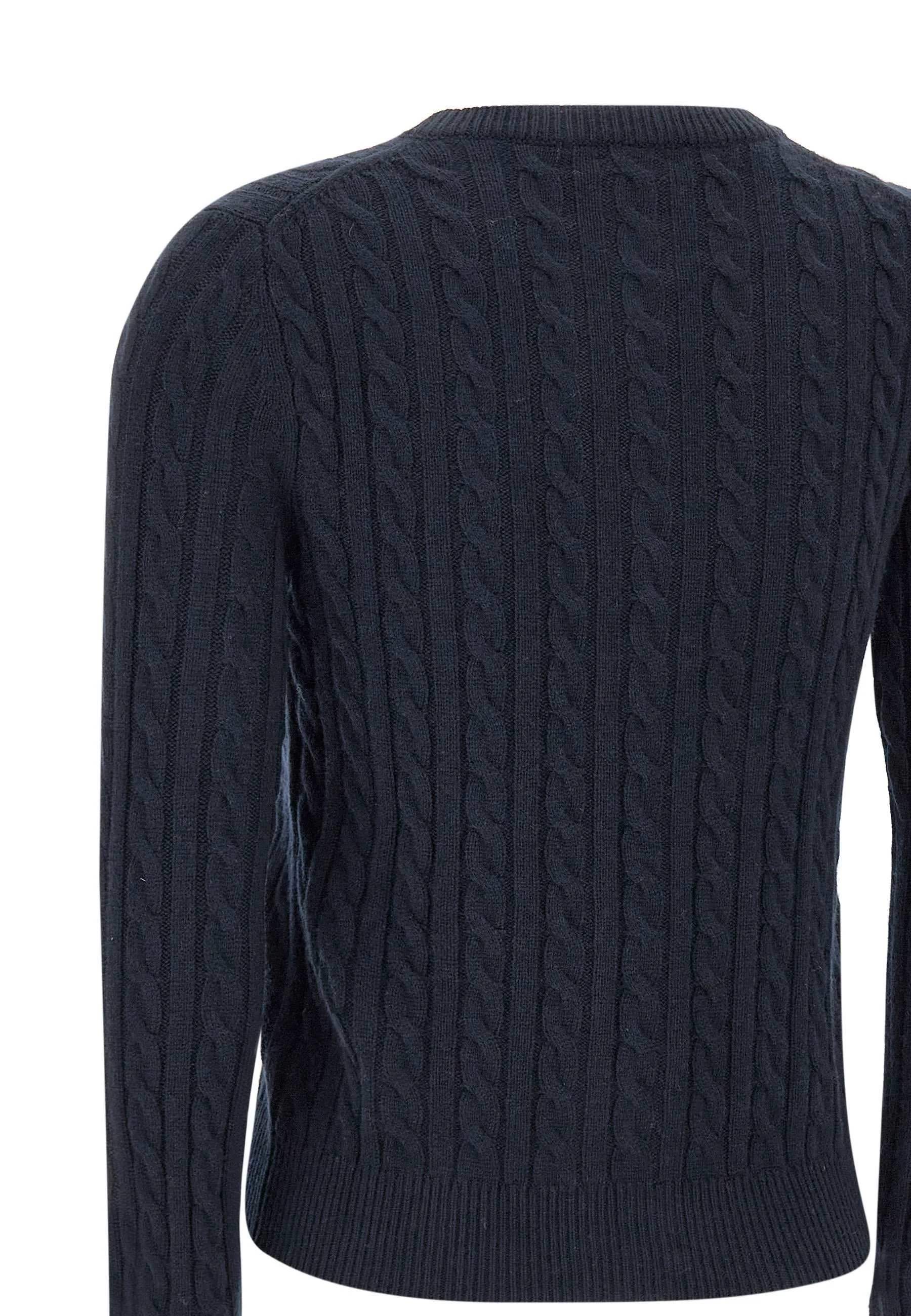 Navy Blue Cable-Knit Cardigan