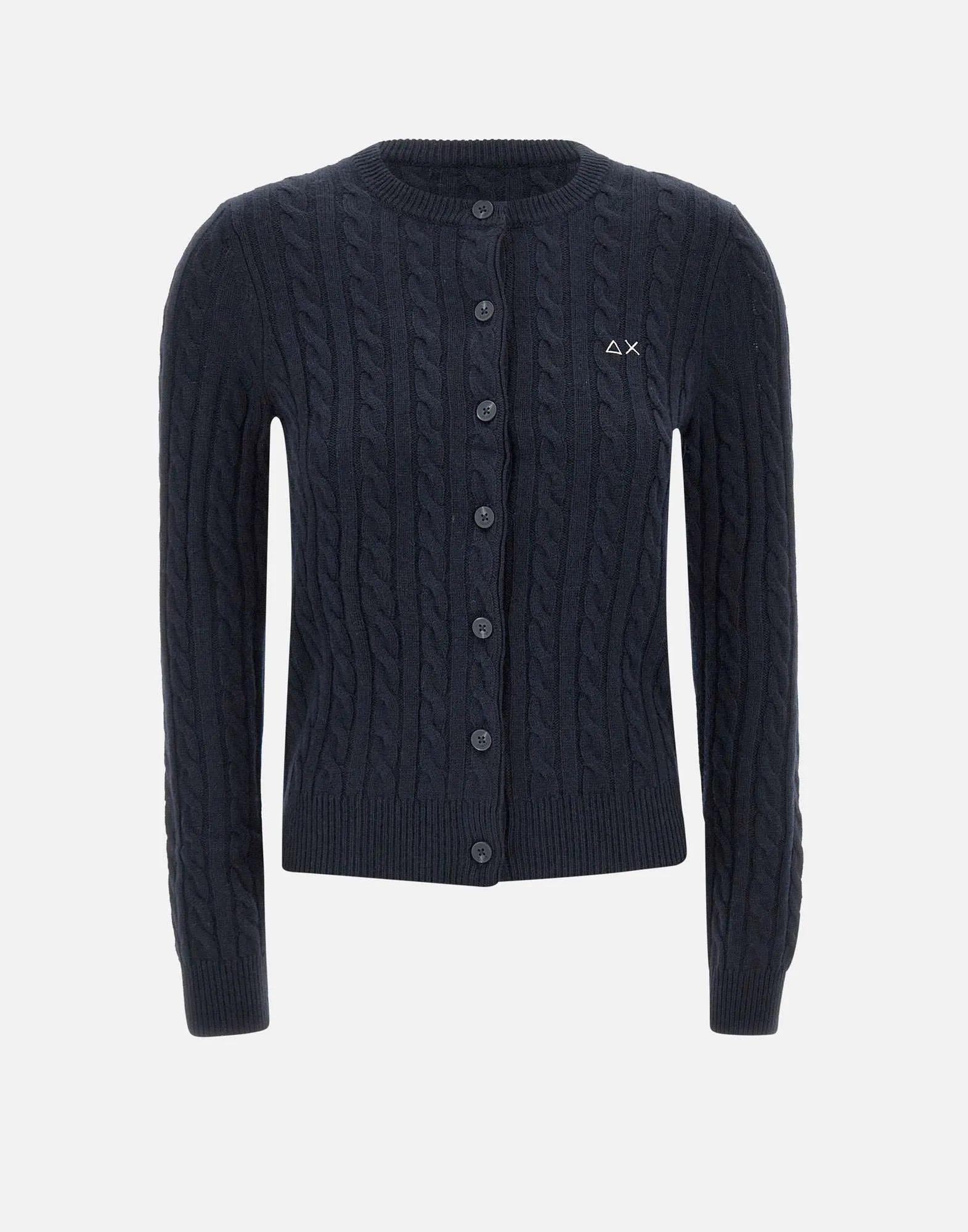 Navy Blue Cable-Knit Cardigan