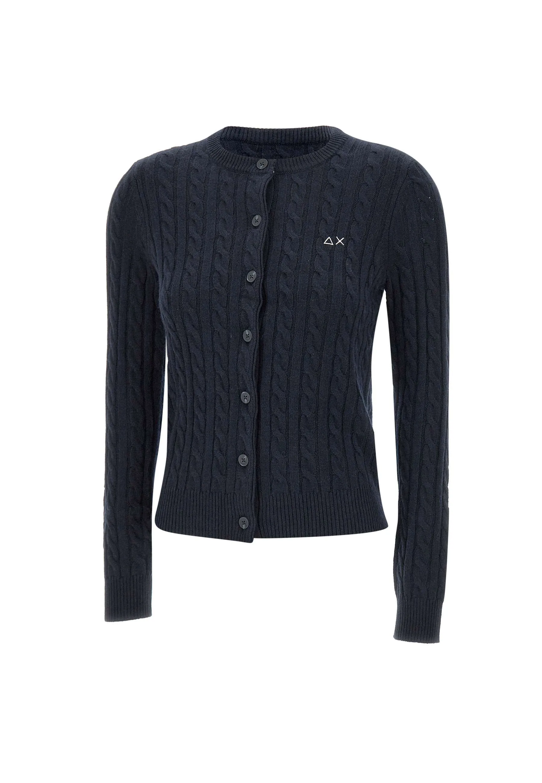 Navy Blue Cable-Knit Cardigan