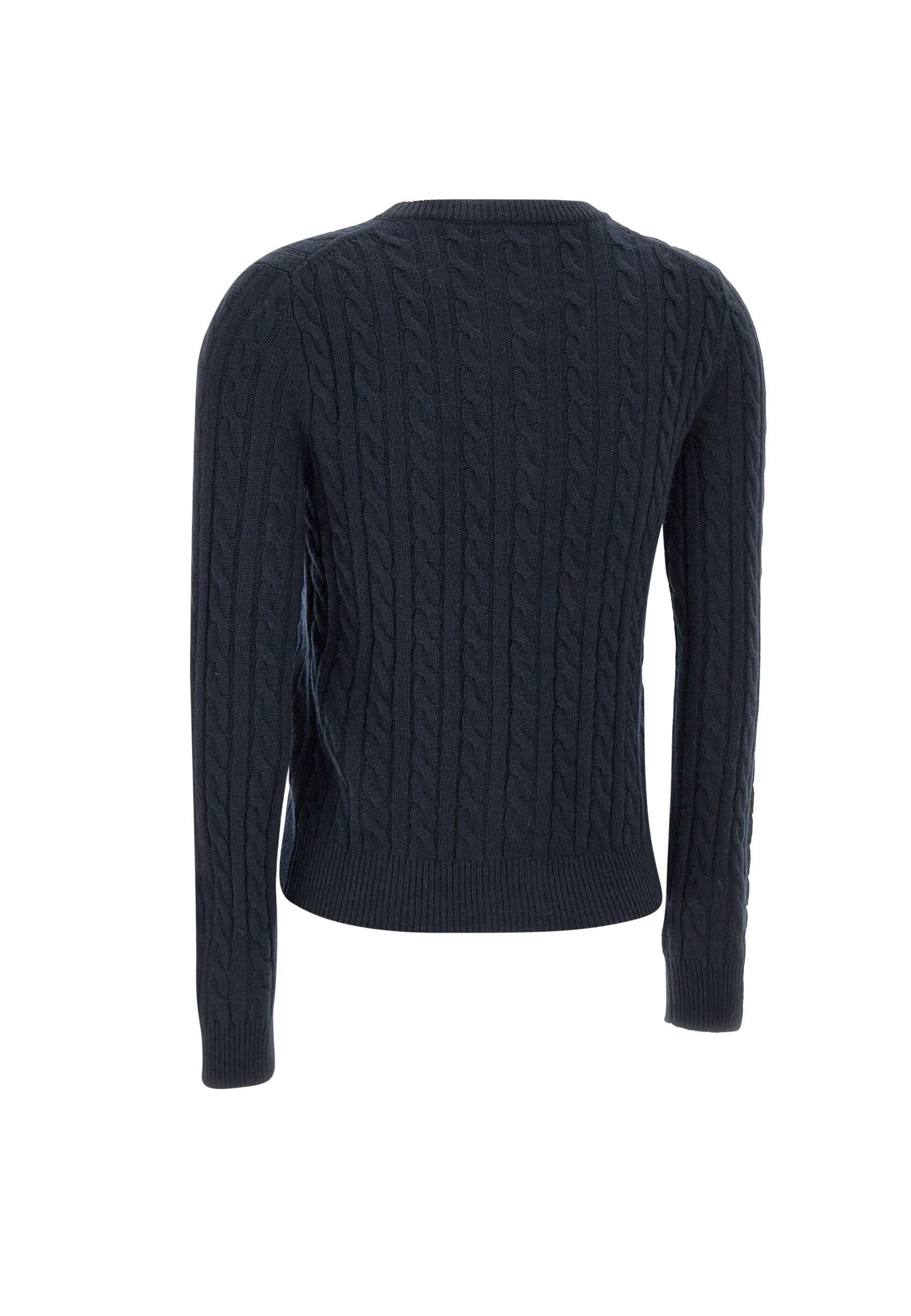 Navy Blue Cable-Knit Cardigan