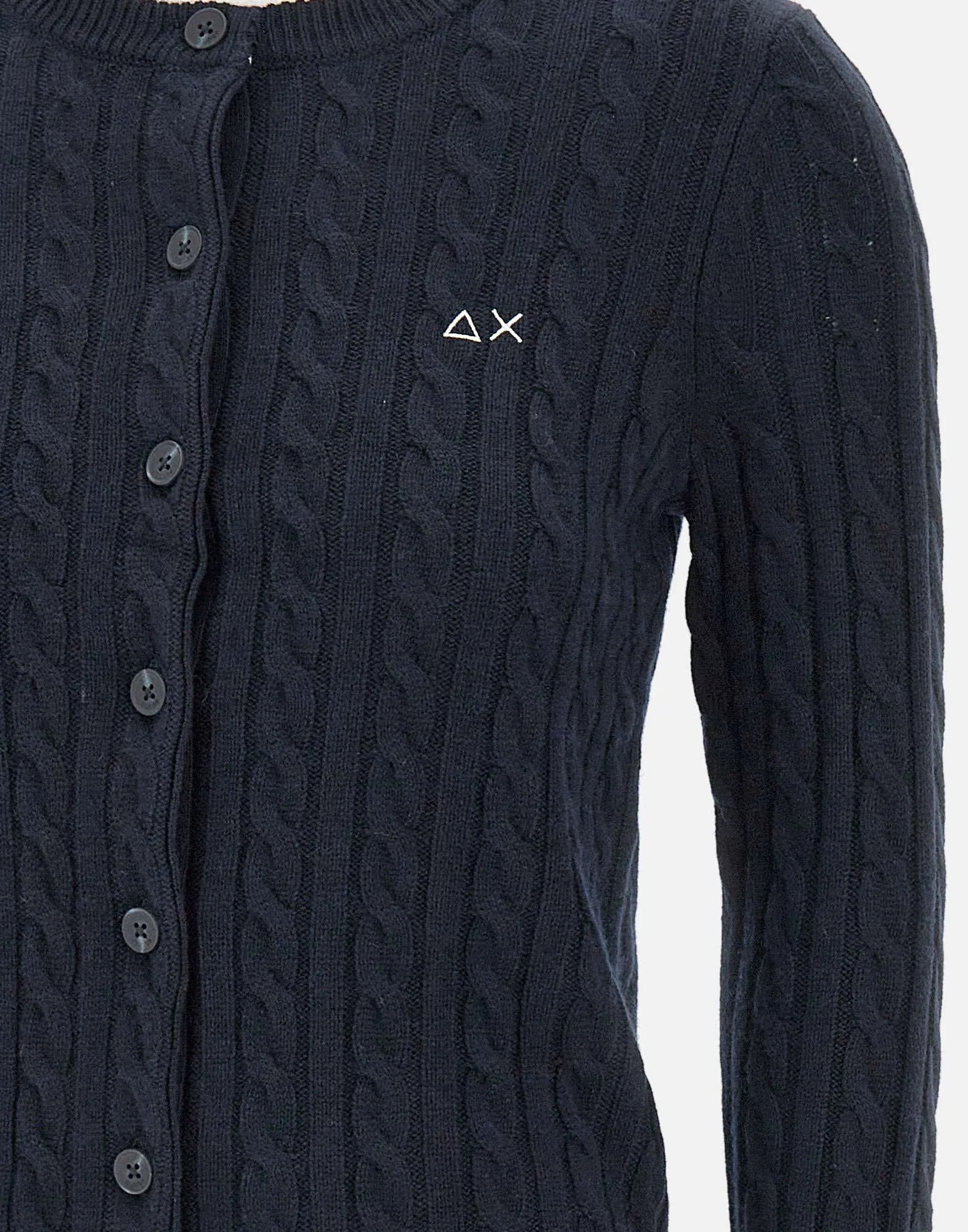 Navy Blue Cable-Knit Cardigan
