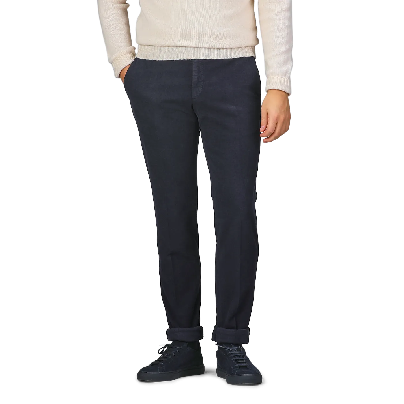 Navy Blue Cotton Moleskin Model 30 Chinos