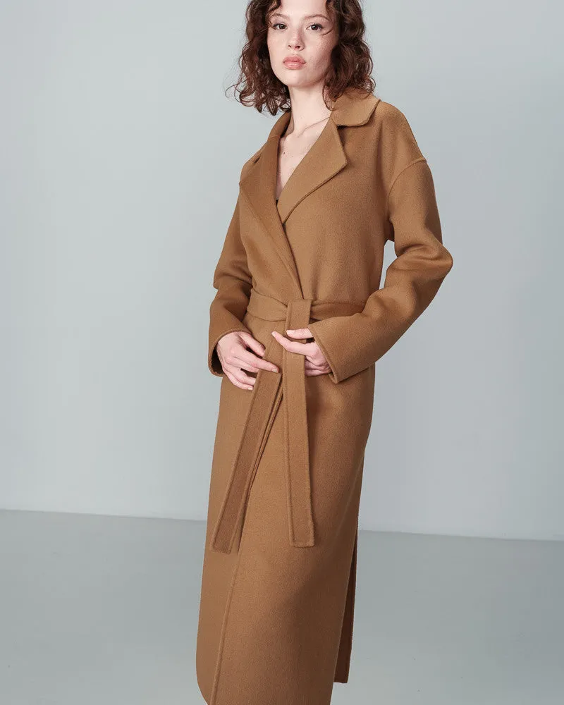 Noemie Camel Tie Overcoat