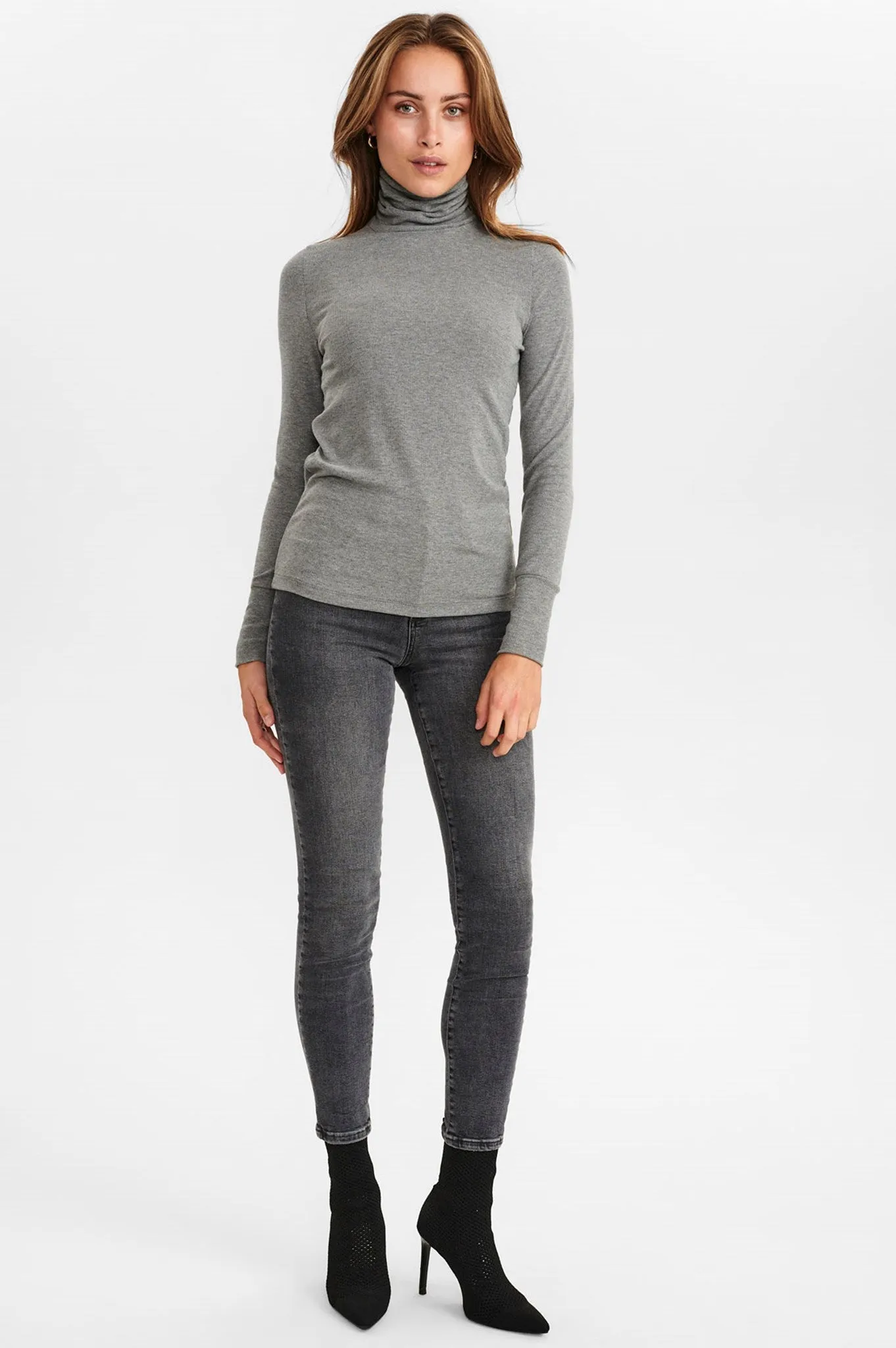 NUBOWIE ROLLNECK RIB - NOOS - Medium Grey mel