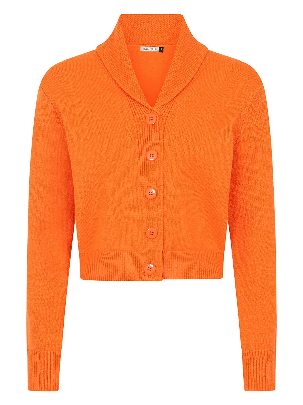 Orange Shawl Collar Vintage Look Cardigan
