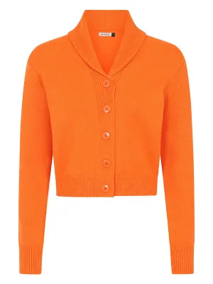 Orange Shawl Collar Vintage Look Cardigan