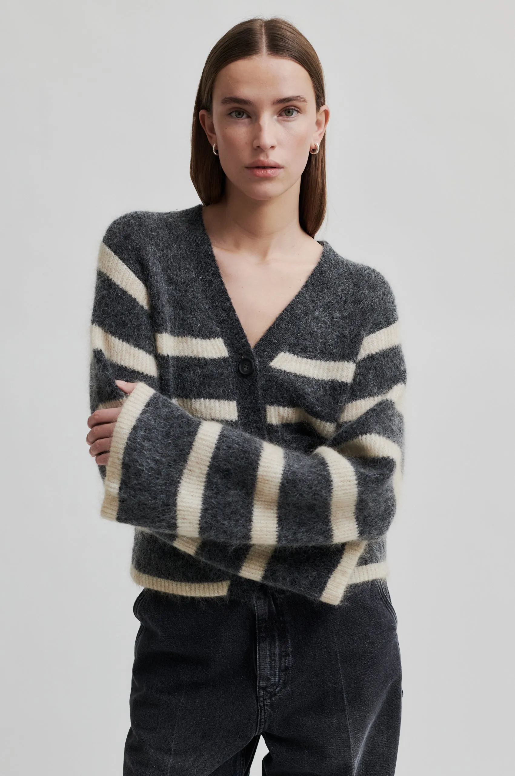 Ovalis Knit Wide Sleeve Cardigan - Volcanic Ash