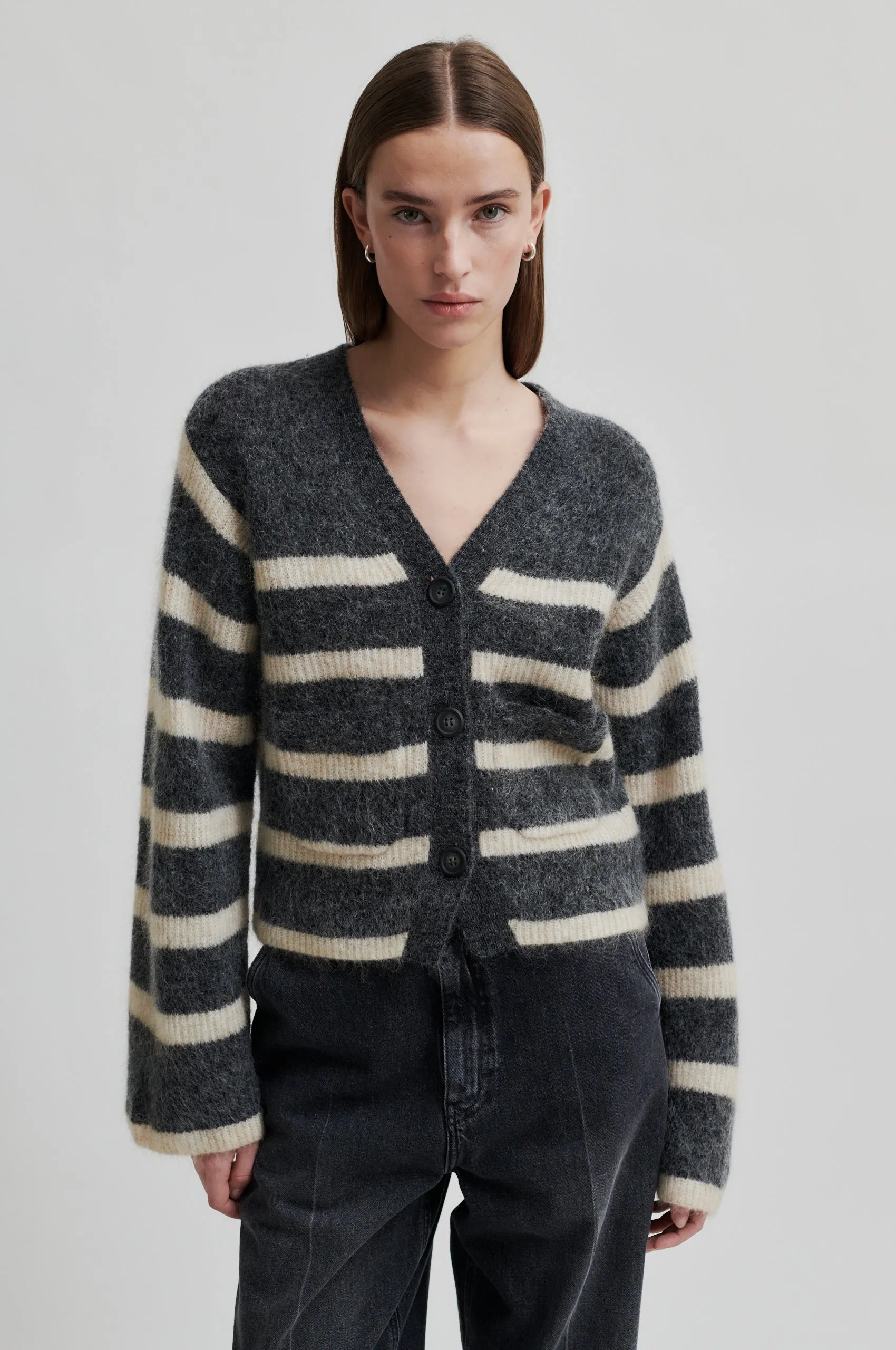 Ovalis Knit Wide Sleeve Cardigan - Volcanic Ash