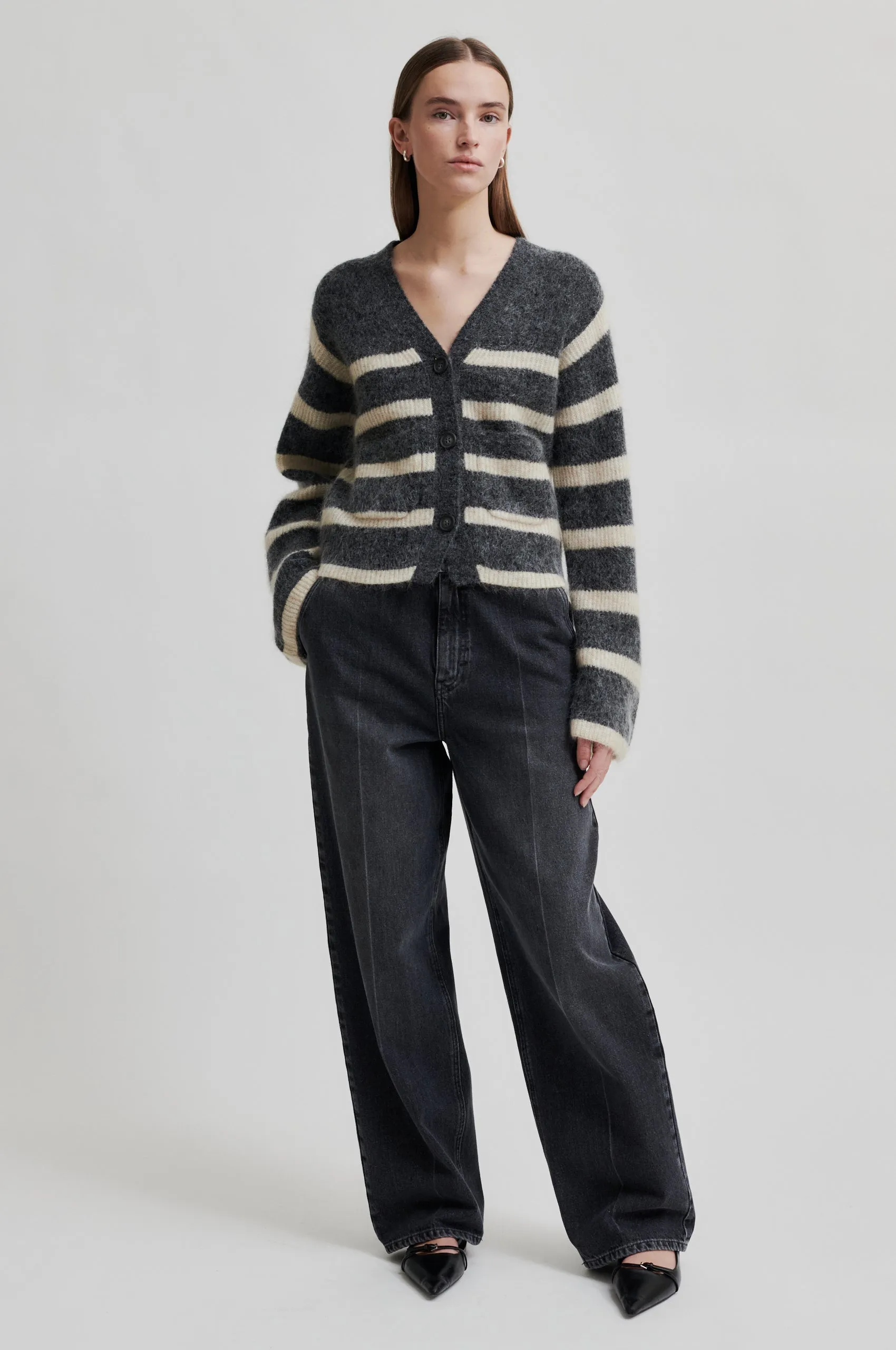 Ovalis Knit Wide Sleeve Cardigan - Volcanic Ash