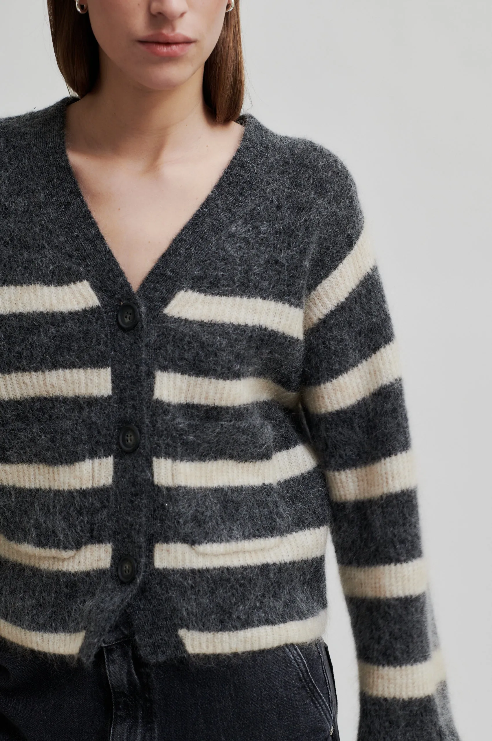Ovalis Knit Wide Sleeve Cardigan - Volcanic Ash