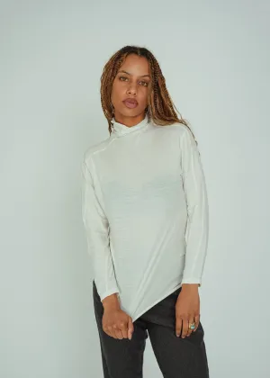 Pas de Calais Ivory Cotton Wool Rib Turtleneck