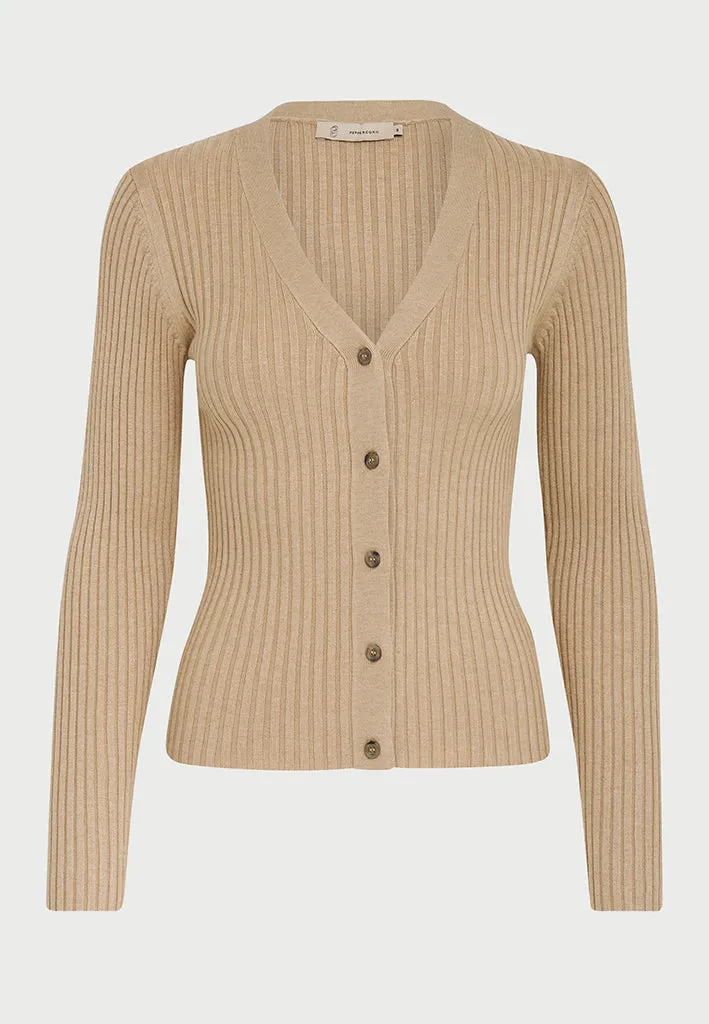 PCTana V Cardigan - Warm Sand Melange
