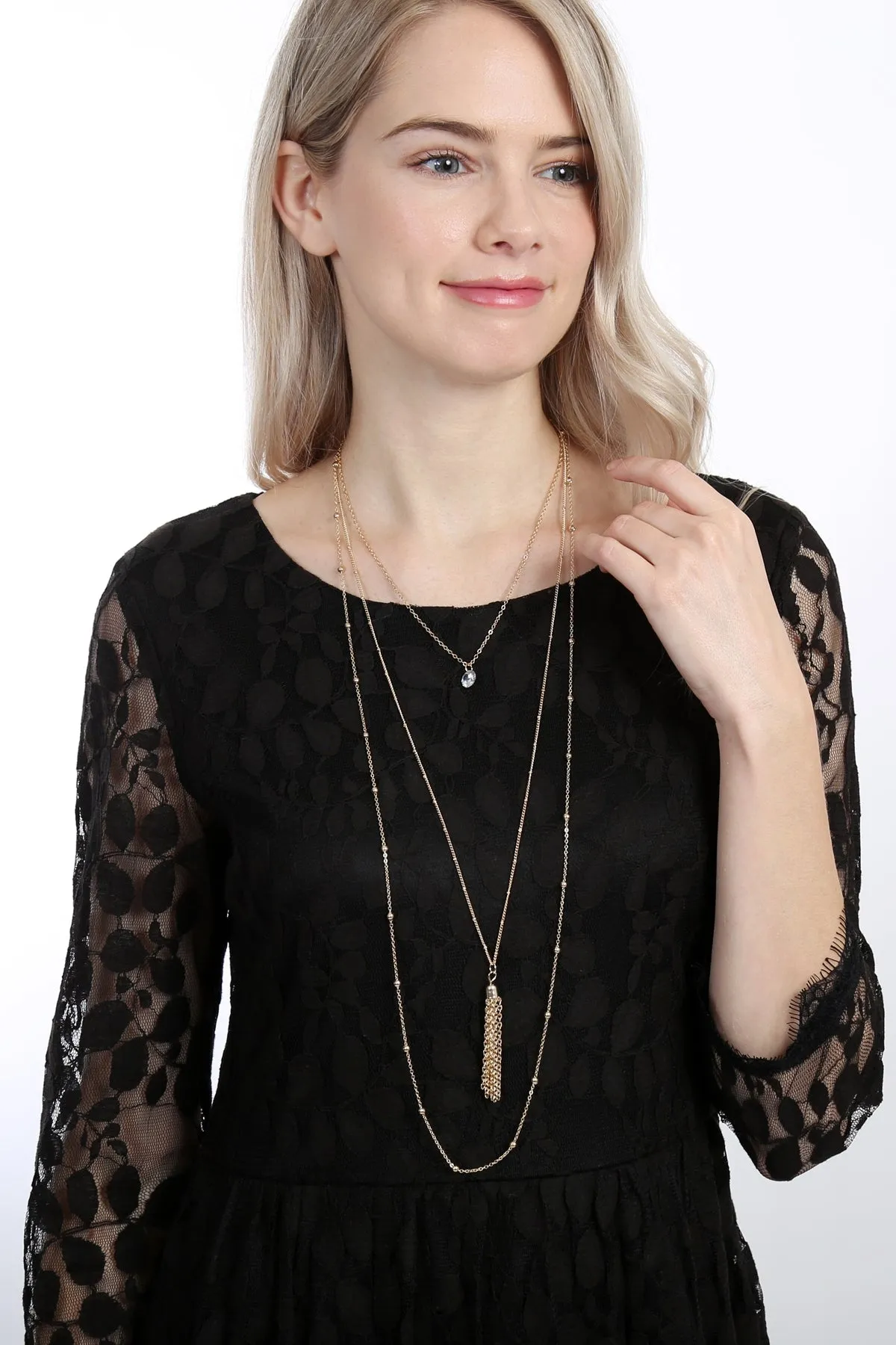 PENDANT TASSEL LAYER NECKLACE/6PCS