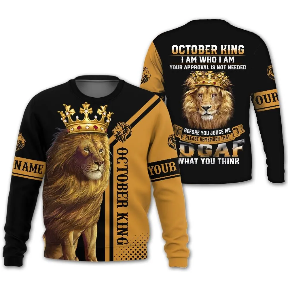 Personalized Name Birthday Outfit October Guy Lion King Yellow Birthday Shirt For Men