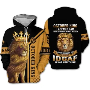 Personalized Name Birthday Outfit October Guy Lion King Yellow Birthday Shirt For Men