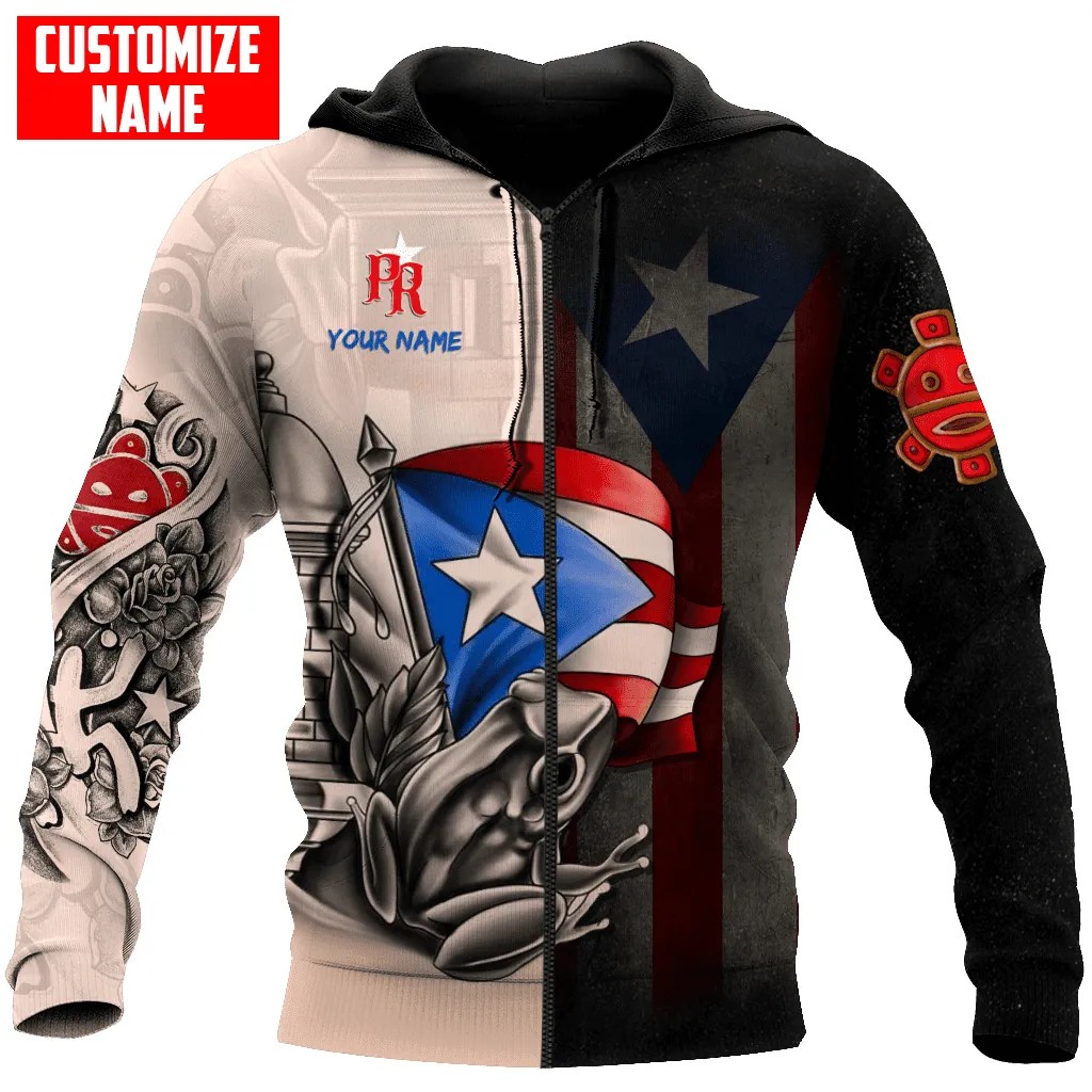Personalized Puerto Rico Line Sweatshirt Zip Hoodie, Perfect Shirt for Men Women Christmas