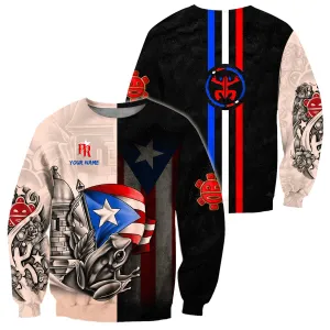 Personalized Puerto Rico Line Sweatshirt Zip Hoodie, Perfect Shirt for Men Women Christmas